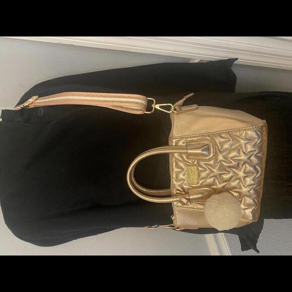 Betsy Johnson Rose Gold Handbag with Pom Pom - Removable Crossbody - Picture 4 of 14